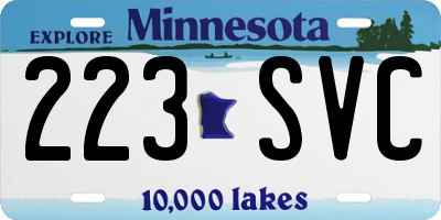 MN license plate 223SVC
