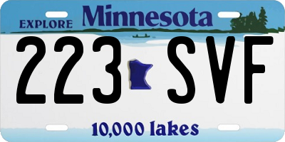 MN license plate 223SVF