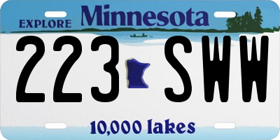 MN license plate 223SWW