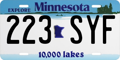 MN license plate 223SYF