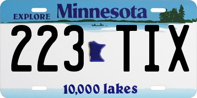MN license plate 223TIX