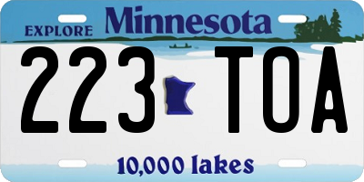 MN license plate 223TOA