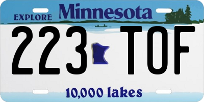 MN license plate 223TOF