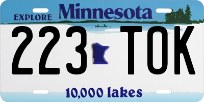 MN license plate 223TOK