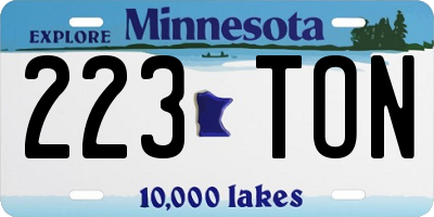 MN license plate 223TON