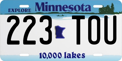 MN license plate 223TOU