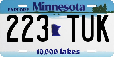 MN license plate 223TUK