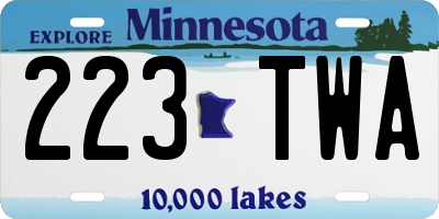 MN license plate 223TWA