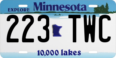 MN license plate 223TWC