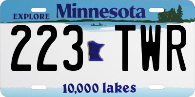MN license plate 223TWR