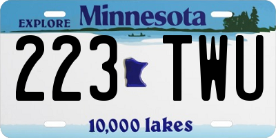 MN license plate 223TWU