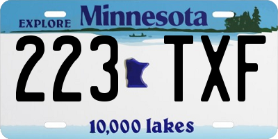 MN license plate 223TXF