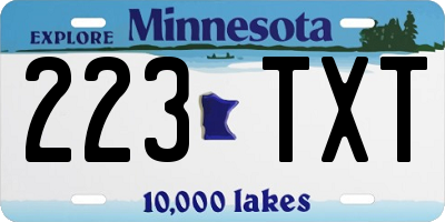 MN license plate 223TXT