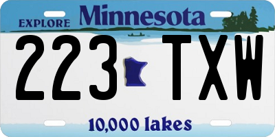 MN license plate 223TXW