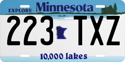 MN license plate 223TXZ