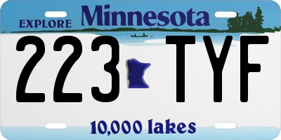MN license plate 223TYF