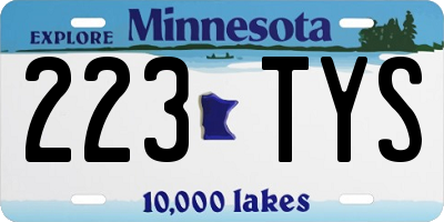 MN license plate 223TYS