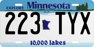 MN license plate 223TYX