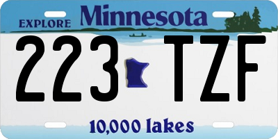 MN license plate 223TZF