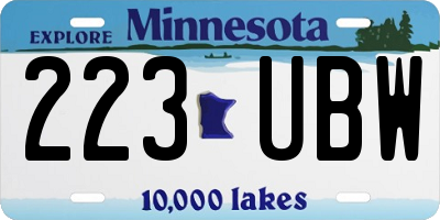 MN license plate 223UBW