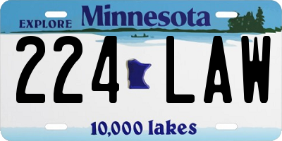 MN license plate 224LAW