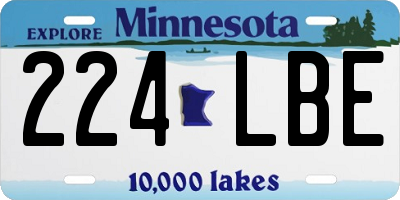 MN license plate 224LBE