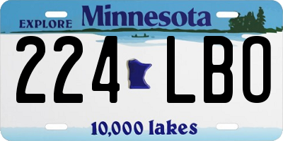 MN license plate 224LBO