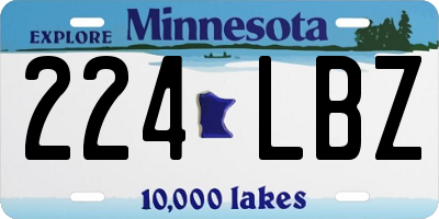 MN license plate 224LBZ