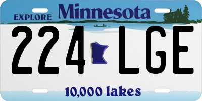 MN license plate 224LGE