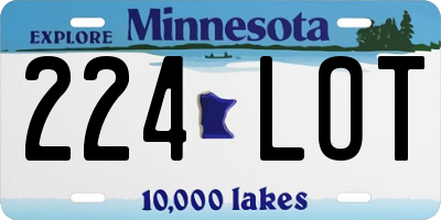 MN license plate 224LOT