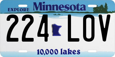MN license plate 224LOV