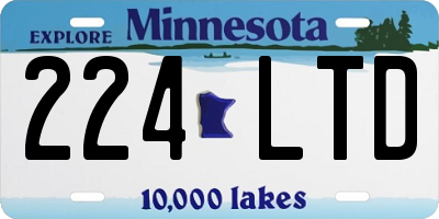 MN license plate 224LTD