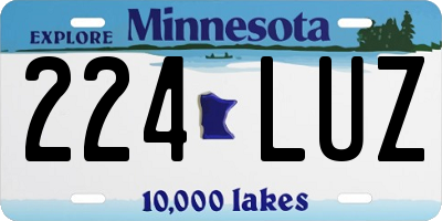 MN license plate 224LUZ
