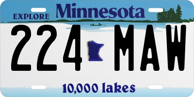 MN license plate 224MAW