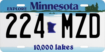 MN license plate 224MZD