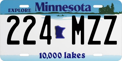 MN license plate 224MZZ