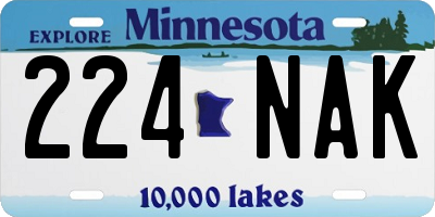 MN license plate 224NAK