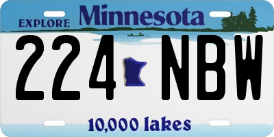 MN license plate 224NBW