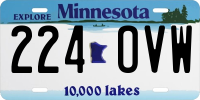 MN license plate 224OVW