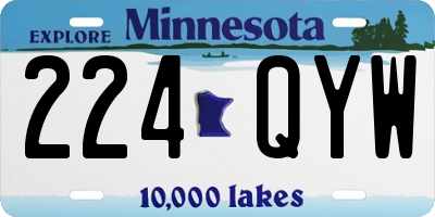 MN license plate 224QYW