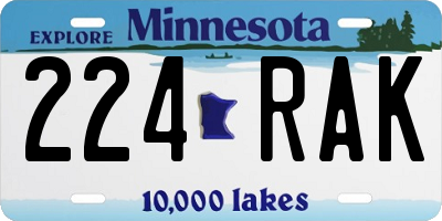 MN license plate 224RAK