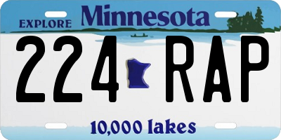 MN license plate 224RAP