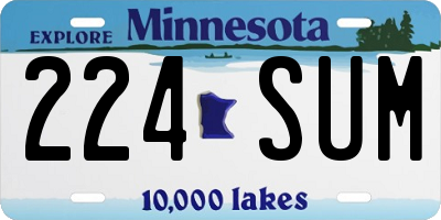 MN license plate 224SUM