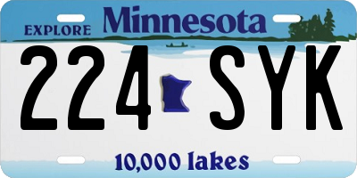 MN license plate 224SYK