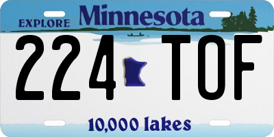 MN license plate 224TOF