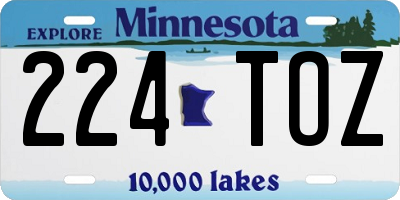 MN license plate 224TOZ