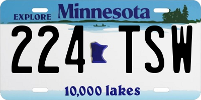 MN license plate 224TSW