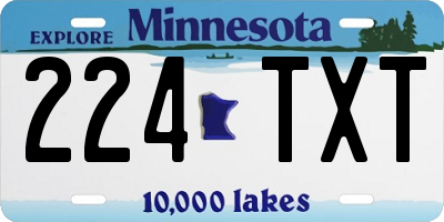 MN license plate 224TXT
