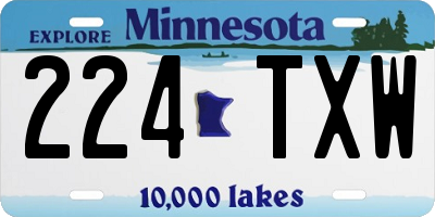 MN license plate 224TXW