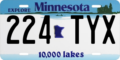 MN license plate 224TYX